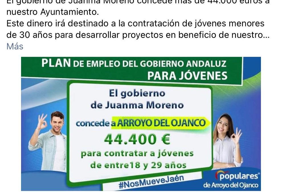 La Junta recorta un 40% en empleo mientras el Ayuntamiento de Arroyo comparte panfletos del PP