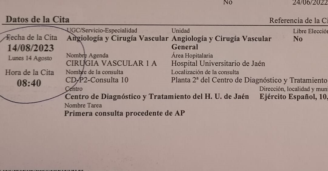 El Hospital de Jaén está dando citas para agosto…de 2023