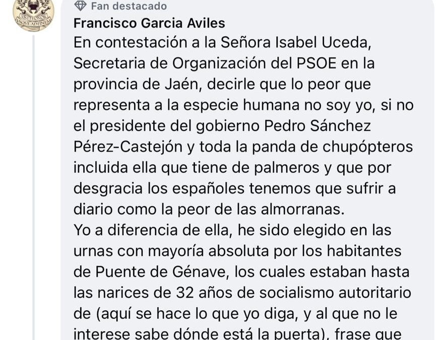 El PP protege y da calor al alcalde de Puente de Génave: no borra sus mensajes e incluso alcaldes le jalean