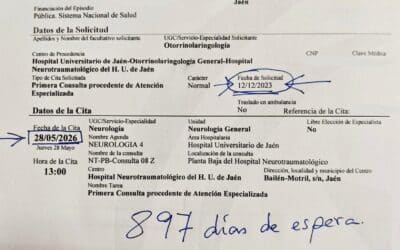 La Junta está dando citas a 900 días con el neurólogo en Jaén